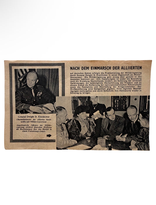 Original WW2 Allied Occupation Propaganda air drop Leaflet – Eisenhower German Airdrop Flyer