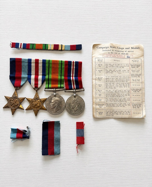 Original WW2 British Medal Group 1939-45 Star France & Germany Star Defence & War Medal Ribbon Bar