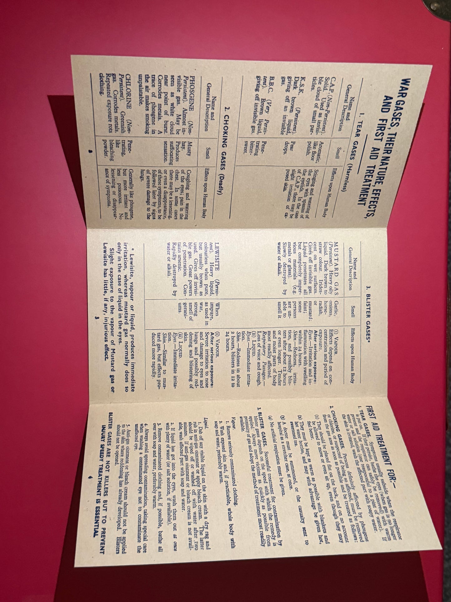 WW2 British “Chart of War Gases” 1942 Leaflet Ministry of Home Security Gas Mask Home Front