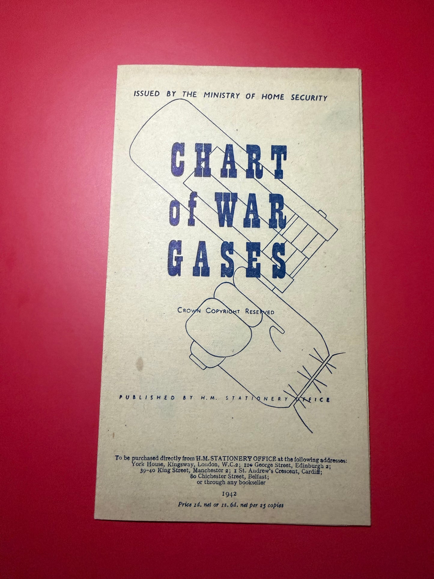 WW2 British “Chart of War Gases” 1942 Leaflet Ministry of Home Security Gas Mask Home Front