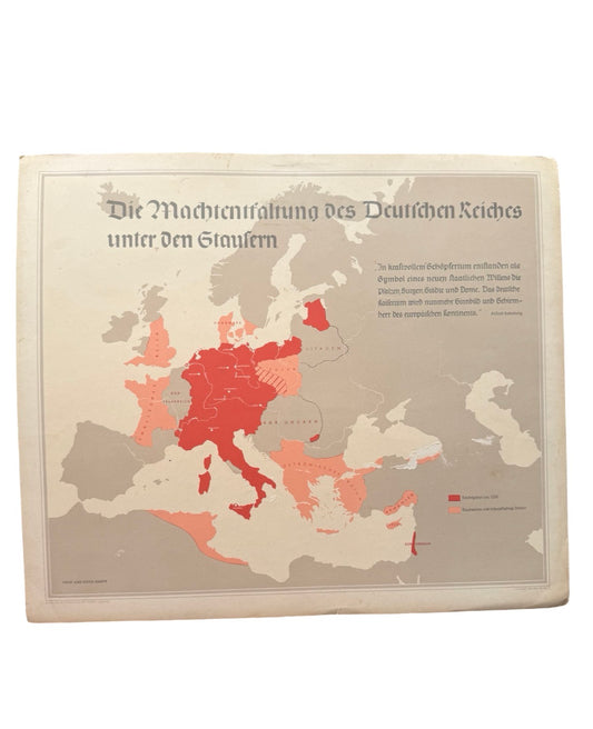 Rare Original Hitler Youth Hohenstaufen Reich Propaganda Map – Third Reich Educational Chart