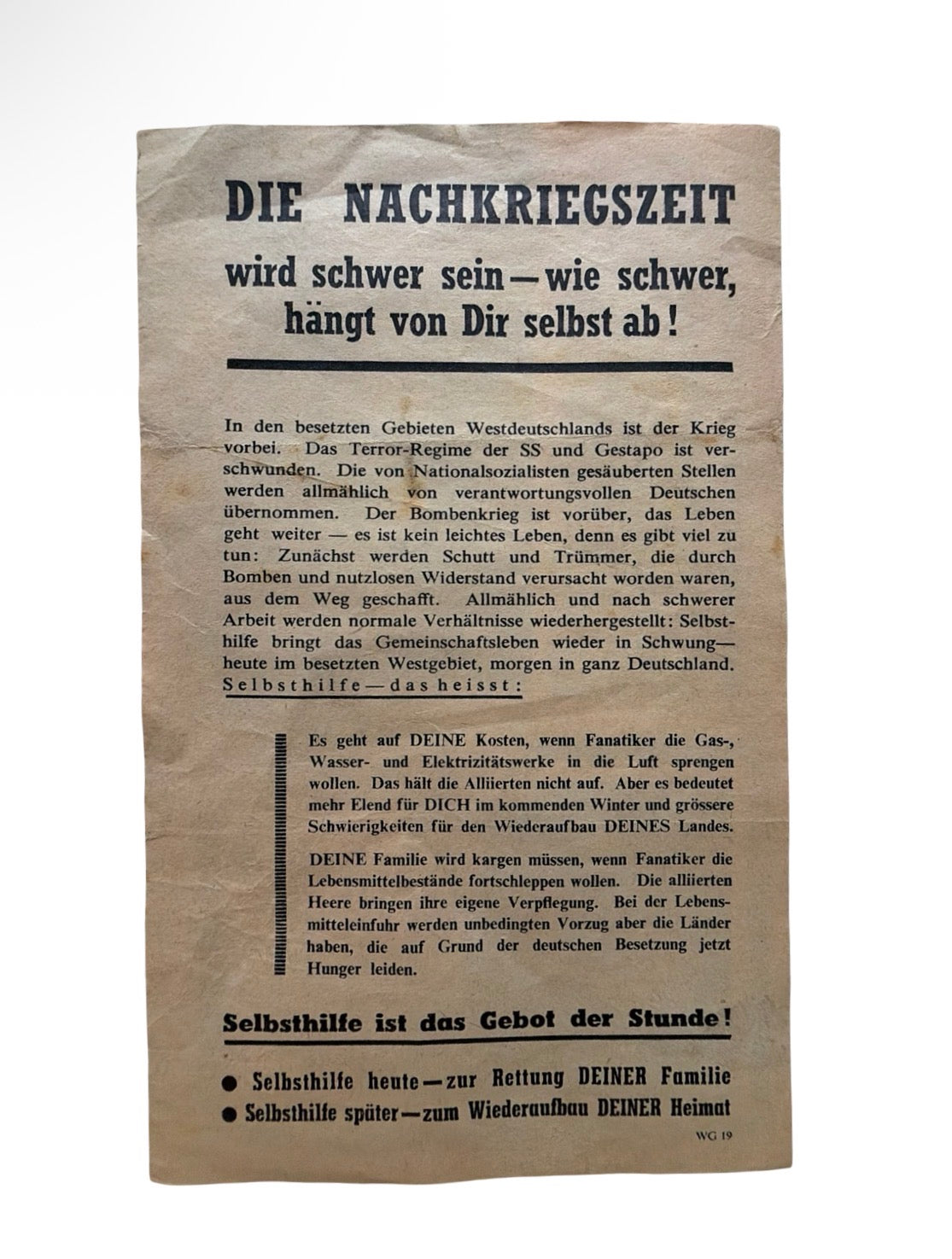 Original WW2 Allied Occupation Propaganda air drop Leaflet – Eisenhower German Airdrop Flyer