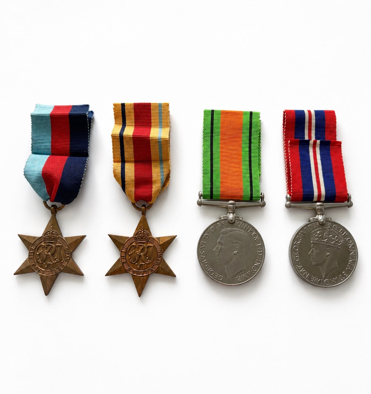 Original WW2 British Medal Group – 1939-45 Star, Africa Star, Defence Medal & War Medal Full Size