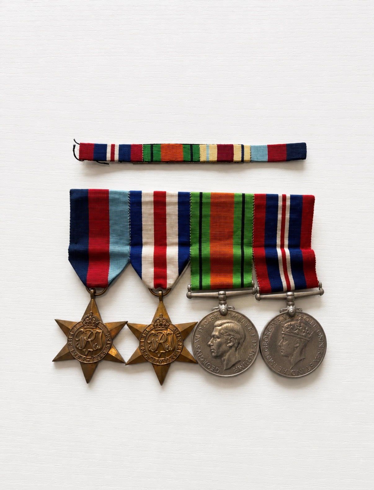 Original WW2 British Medal Group 1939-45 Star France & Germany Star Defence & War Medal Ribbon Bar