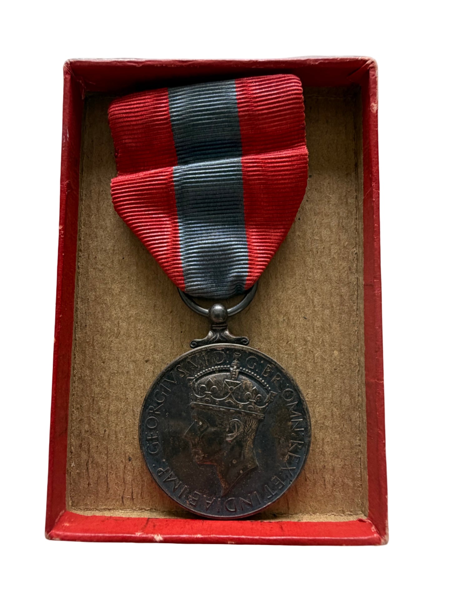 Original WW2 Imperial Service Medal Named To Frank Dane In Original Box – King George VI Medal