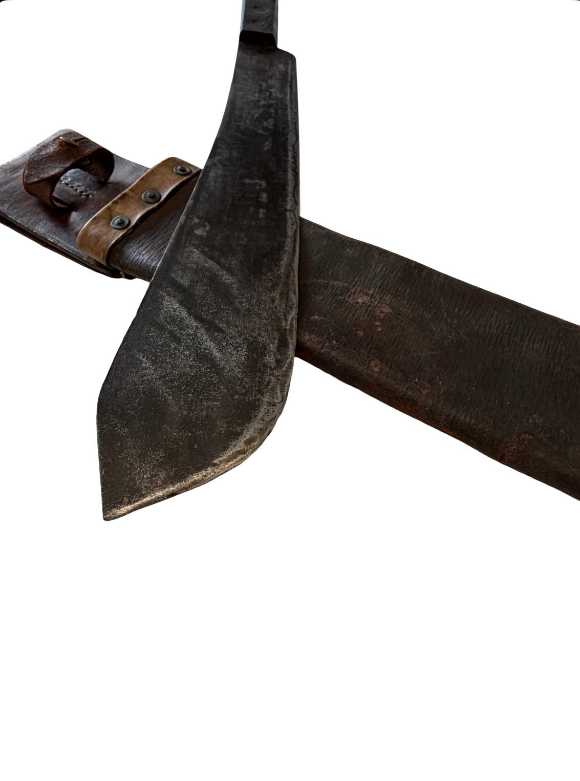 Original British WW2 Military Machete & Leather Scabbard Sheffield 1945 Jungle Fighting Knife