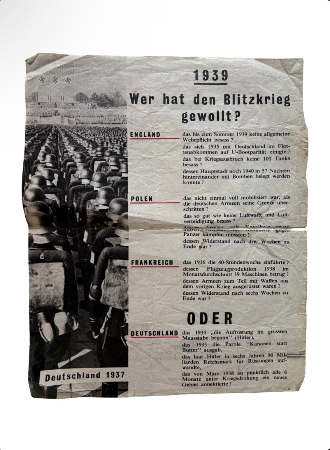 Original WW2 Allied Propaganda air drop Leaflet – “Who Will Lose The World War?”