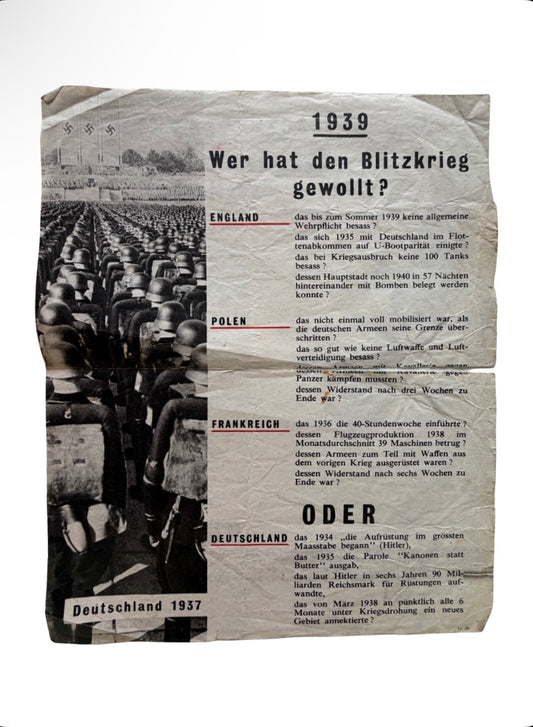 Original WW2 Allied Propaganda air drop Leaflet – “Who Will Lose The World War?”