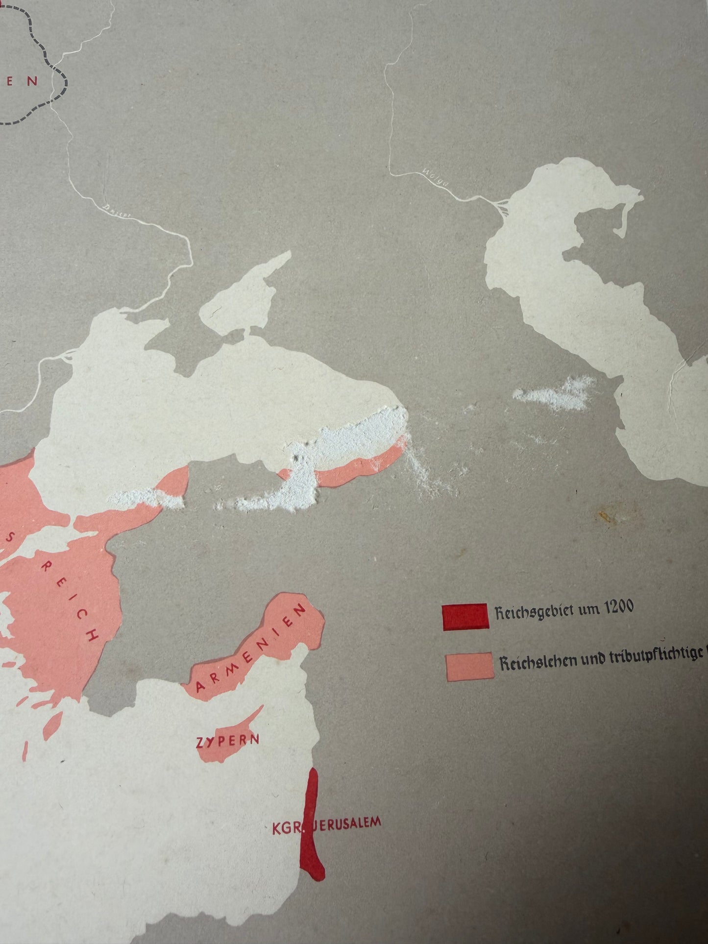 Rare Original Hitler Youth Hohenstaufen Reich Propaganda Map – Third Reich Educational Chart