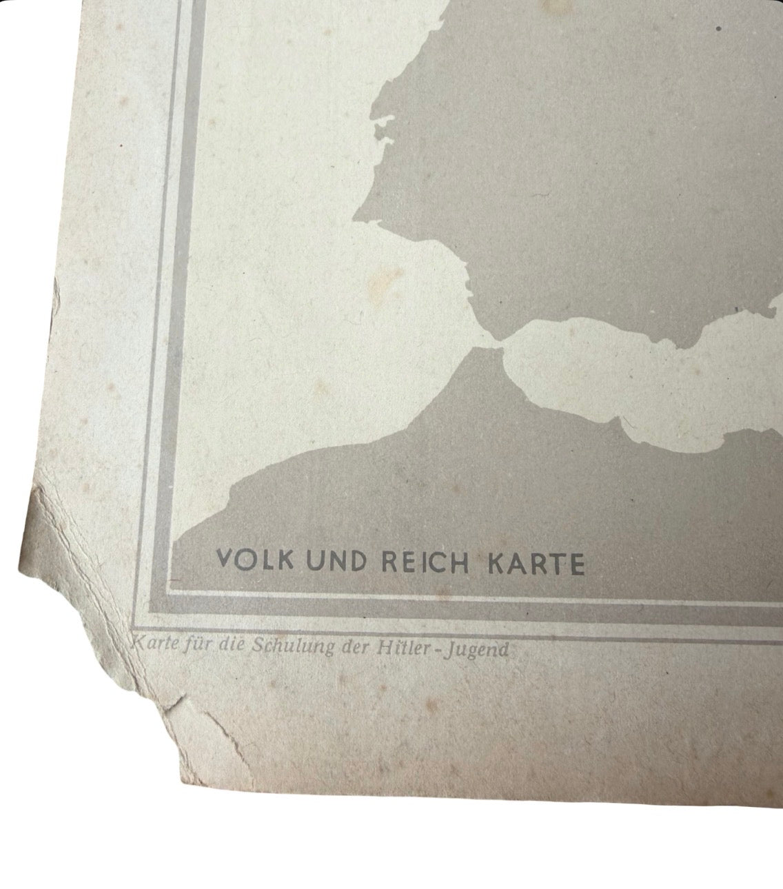 Rare Original Hitler Youth Colonial Propaganda Map – Third Reich Educational Chart