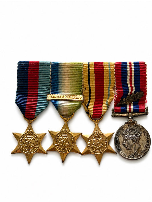 Original WW2 British Miniature Medal Group Atlantic Star France Germany Clasp Africa Star MID Oak Leaf